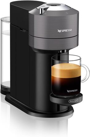 Кавова капсульна машина Nespresso De'Longhi ENV 120.GY Vertuo Next, 1500 Вт, 1,1 л, 42,9 x 14,2 x 31,9 см, сіра без піноутворювача молока