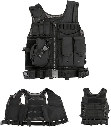 Відкритий жилет Molle Vest Модульний носій спорядження Регульований тренувальний ігровий пейнтбольний штурмовий жилет бойовий тренувальний M Чорний