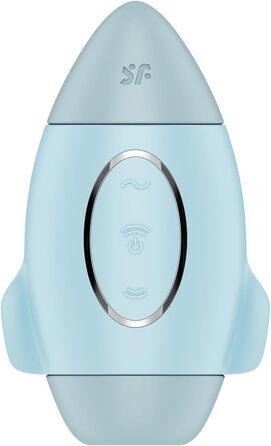 Контроль місії Satisfyer 10 см Подвійний повітряно-імпульсний вібратор Для початківців 2-в-1 - хвилі тиску та вібрація Акумуляторна батарея Водонепроникний (IPX7) Силікон, колір блакитний