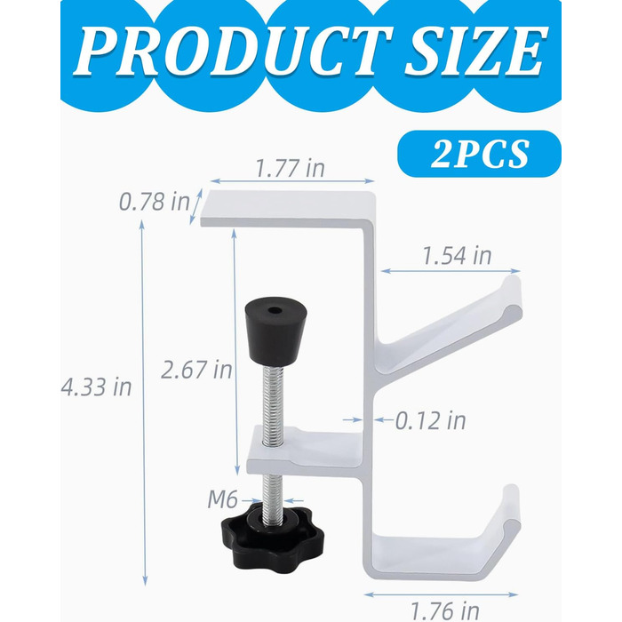 Тримач для сумочки, регульований тримач для сумки для столу, багатофункціональний гачок для сумки, тримач для гарнітури для офісних столів, навчальних столів, комп'ютерних столів Використання, 2 шт.