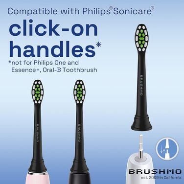 Змінні щітки Brushmo сумісні з електричною зубною щіткою Philips Sonicare, чорні, 8 упаковок (модель BM668BK) ука (8 упаковок) Чорний