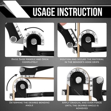 Інструмент для згинання труб Flexzion - ручне згинання зовнішніх труб, 3 розміри, 1/4 дюйма, 5/16 дюйма, 3/8 дюйма, важіль 180 градусів, важкий, гнутий, мідь, латунь, алюміній і м'які метали для ОВіК, чорний