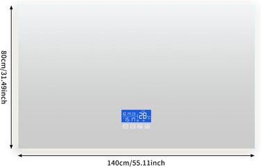 Світлодіодне дзеркало для ванної кімнати з Bluetooth, 140 x 80 см, дзеркало для ванної кімнати з підсвічуванням з регулятором кольору, антизапотевання, світлодіодне дзеркало з індикатором температури, (модель преміум-класу, 140 x 80 см) modle premium 80L 