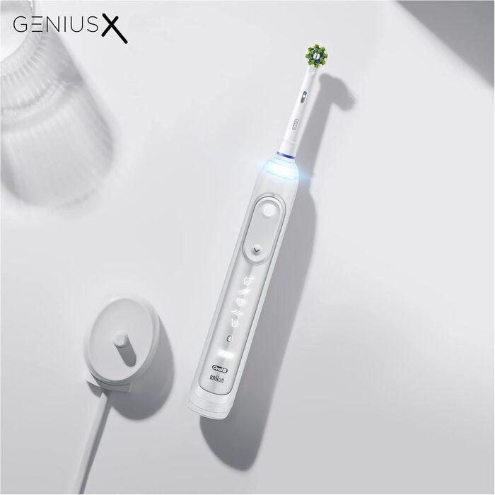 Електрична зубна щітка/електрична зубна щітка Oral-B Genius X, 6 режимів чищення зубів для догляду за зубами, додаток зі штучним інтелектом і Bluetooth, подарунок чоловіку/жінці, дизайн коричневий, білий