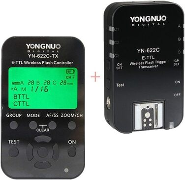 Бездротова шторка i-TTL зі спалахом Yongnuo YN622C-KIT зі світлодіодним екраном для камер Canon (включаючи контролер YN622C-TX та трансивер YN622C) дифузор WINGONEER