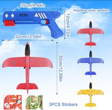 Літак іграшковий, полістироловий літак для дітей, іграшковий літак, з катапультою і 3 наклейками, 3 4 5 6 7 8-12 років хлопчики дівчатка подарунки на день народження, іграшка для вулиці