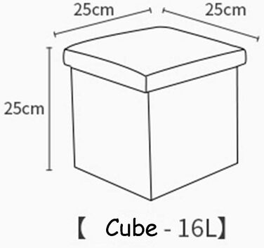 Сидіння для зберігання Табурет для ніг Складаний табурет з кубічною коробкою для зберігання Кубічна коробка Тримач для іграшок з кришкою для Space Sparnis, 25x25x25см X (колір небесно-блакитний) Небесно-блакитний