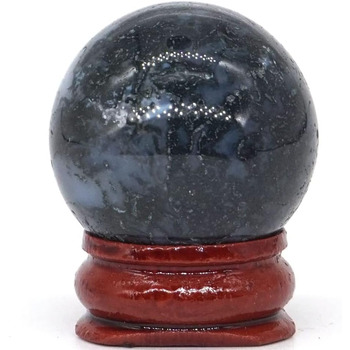 Куля з натуральних дорогоцінних каменів Crystal Reiki Globe Home Decor Hand PlayStone Ball Home Collections (колір моховий агат), 30MM