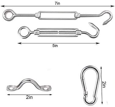 Набір мотузок з нержавіючої сталі TooTaci 2 мм, набір шпалер для тросів, натягувач мотузки M5 з нержавіючої сталі та 304 натяжний дріт з нержавіючої сталі в ПВХ оболонці, сталевий трос з вушками, набір для натягу мотузки для підвісів, огорожі, штор, саду 