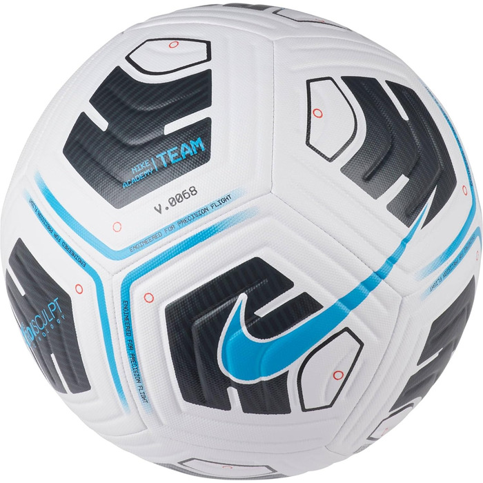 М'яч футбольний Nike Unisex - Adult Academy Team 4 White / Black / Lt Blue Fury