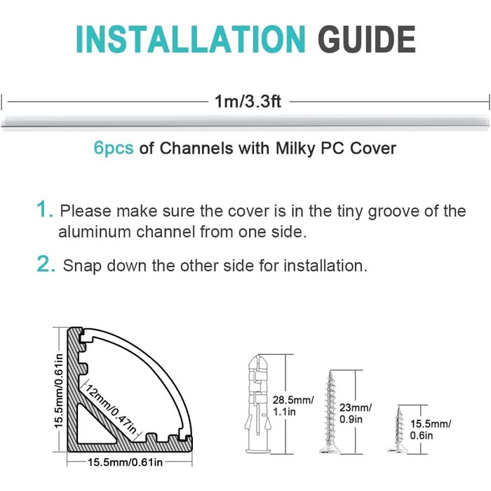 Світлодіодний алюмінієвий профіль Chesbung для світлодіодних стрічок/смуг/смуги/смуги, 6 x 1 м Aluprofil Led V Form Alu Profile Led, канал світлодіодної стрічки з молочно-білим покриттям, світлодіодний дифузор із кутовими роз'ємами 45 градусів 6 шт. -1м-V