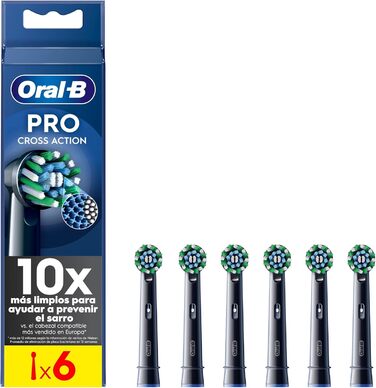 Щітки Oral-B Pro CrossAction для електричної зубної щітки, 6 шт. , чудове чищення зубів з інноваційною Х-подібною щетиною, оригінальна насадка для зубної щітки Oral-B, виробництво Німеччина, чорна 6 шт. Нова одинарна