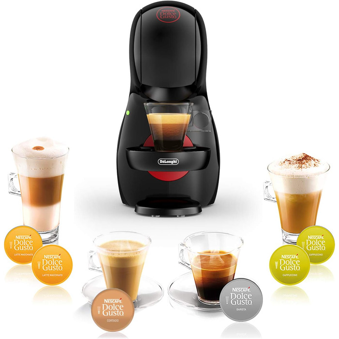 Капсульна машина De'Longhi Nescaf Dolce Gusto Piccolo XS EDG 210.B (для гарячих і холодних напоїв, тиск насоса 15 бар, ручне дозування води) чорний Чорний Одинарний