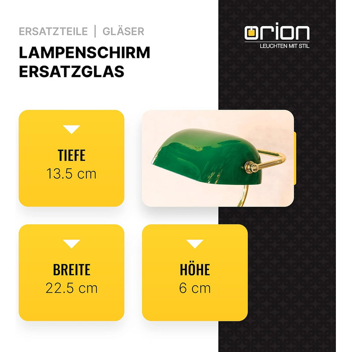 Змінне скло, Лампа Banker (глибиною 6 x 22,5 x 13,5 см), Змінний скляний абажур, Змінний абажур для Banker Lamps, Світильники, Лампи, Глянцевий, Зелений Великий (6 x 22,5 x 13,5 см) Зелений