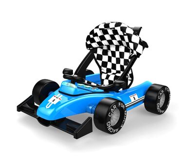 Ходунки Sun Baby 3in1 з регульованим по висоті автомобілем, Formula Racing, інтерактивні та складні з запобіжним стопором, кнопками, світлом і звуком від 6 місяців (синій)