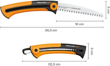 Ручна пила Fiskars для свіжої деревини, груба зубчастість, довжина пильного диска 16 см, висувне, пильне полотно з нержавіючої сталі, чорний/помаранчевий, Xtract, SW73, довжина 35 см, 1000613 SW 73 - Груба зубчастість (36 см) Одинарна