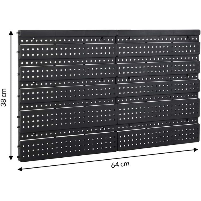 Штабелки DEUBA 32 шт. Розширюваний лоток для етикеток Стабільний Ударостійкий Міцні стінові панелі Настінна полиця Майстерня Полиця Інструмент Отвір Стіна Дрібні деталі Магазин, чорний, Поліпропілен (PP)