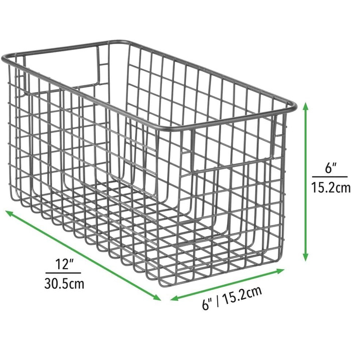 Набір mDesign з 2 універсальних кошиків з металевого дроту - Гнучкий кошик для зберігання для кухні, комори тощо. - Компактний та універсальний дротяний кошик з ручками - Сірий