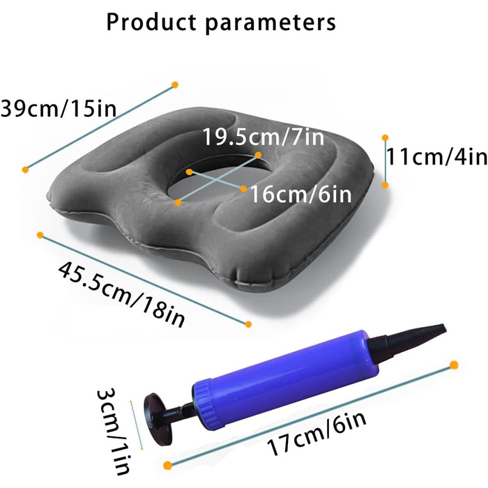 Надувна ортопедична подушка, подушка для сидіння Геморой з помпою Запалення Біль зняти запалення Геморой Біль у куприку Кісти для офісного крісла Автомобіль Інвалідне крісло М'яке кільце сидіння