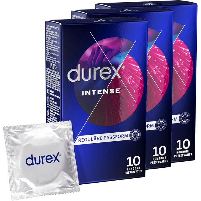 Презервативи Durex з нубами та ребристими з гелем для інтенсивного жіночого задоволення Durex Intense Orgasmic 30 шт.