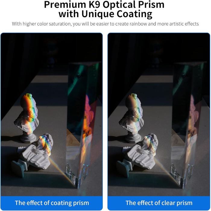 Трикутна призма Selens трикутна призма для фотографування з кришталевою мембраною з різьбовим отвором 1/4', трикутна призма з кришталевого скла для професійної оптики, створює ефект легкої веселки для фотографів
