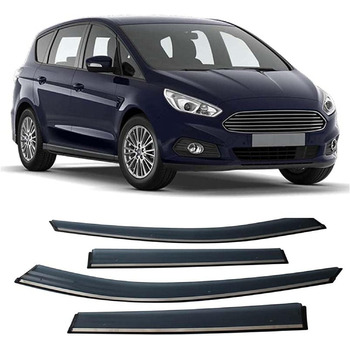 Для Ford S-MAX 2009-2020 4 шт. Дефлектор вітру бічного скла автомобіля, Вітровідбивач Козирки скла автомобіля Чохол від дощу, Аксесуари для вікон автомобіля