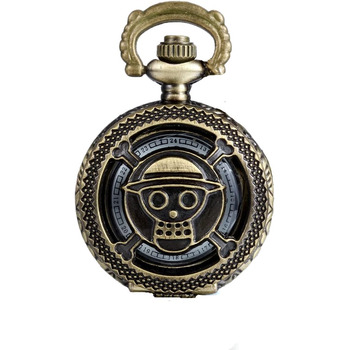 Ювелірні виробиWe Pocket Watch Чоловічий жіночий вінтаж ретро-аналоговий кварцовий годинник-ланцюжок Годинник Наплічний годинник з намистом Ланцюжок Кишеньковий годинник Бронзовий унісекс Подарунок Бронза-одна штука Аніме 3