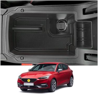 Сумісний з Seat Leon mk4 KL Cupra Formentor 2020-2023 2024 Центральна консоль Підлокітник Органайзер Коробка для зберігання Бардачок Зберігання Автомобільна центральна консоль Лоток Внутрішні аксесуари (чорний)