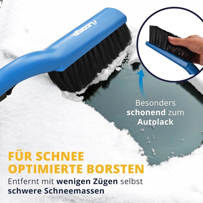 Автомобіль-скребок для льоду LICARGO з мітлою Зроблено в ЄС Великий край і ніжна щетина - 41 см Автомобільний скребок для льоду Довгий - Стійкий скребок для лобового скла Автомобільна снігова мітла Автомобільна фарба - Скребок для льоду з мітлою Автомобіл