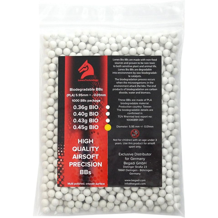 Високоточні Heavy Softair/Airsoft Bio BBS 6мм 0,45г - оболонка, 1.000 LONEX