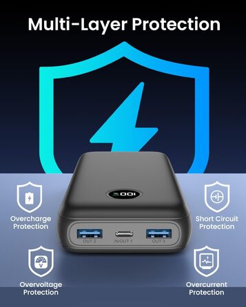 Зовнішня батарея SOARAISE 22,5W PD 3.0 QC 4.0 Power Bank зі світлодіодним дисплеєм USB-C, вхід і вихід, портативний зарядний пристрій для iPhone, планшетів Samsung, 27000mAh