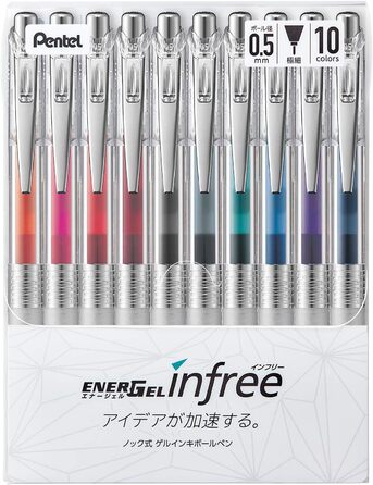 Кулькова ручка Pentel BLN75TL-10 EnerGel, 0,5 мм, 10 кольорів