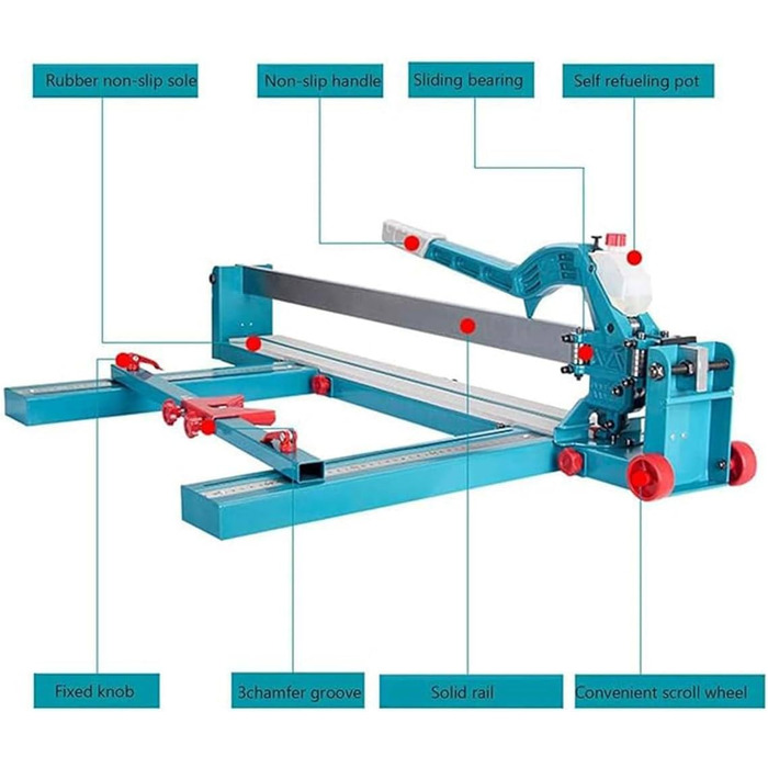 Високоточний ручний плиткоріз YEHOZZ з колесами, товщина різання 6-15 мм, плиткоріз для підлоги, настінної плитки, керамограніту, HC1-1000