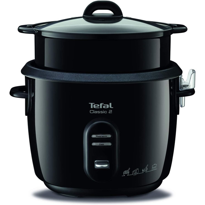 Нова класична рисоварка Tefal RK1038 автоматичні програми Функція збереження тепла Ємність 5 л Функція приготування на парі Чорний-металік