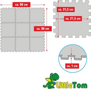 Ігровий килимок LittleTom з 9 предметів Дитячий килимок-головоломка з нуля - 30x30 Килимок для повзання Baby - Ігровий килимок Дитяча ковдра Ігрова ковдра - Килимок для підлоги Дитяча дитяча - Дитячий килимок Захисний килимок для підлоги Дитяча іграшка (к