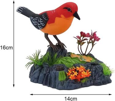 Щебетання, танцюючий птах з голосовим керуванням, спів, щебетання птахів, реалістичні звуки з активацією датчика руху, імітація рухів тіла, птахи, тримач для ручки (HL510B)