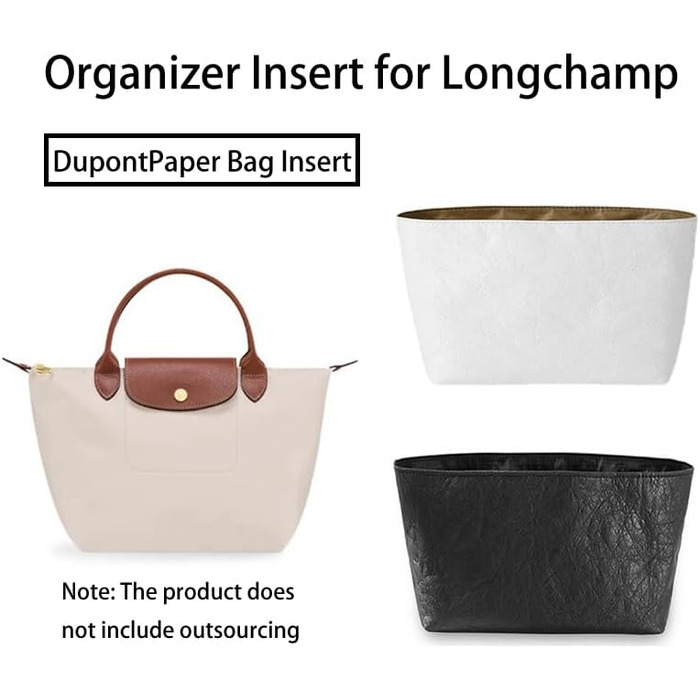 Вкладиш-органайзер для Longchamp, вкладиш для гаманця, водонепроникний, вкладиш для паперового пакета Dupont, органайзер для сумки, (білий, великий) білий великий