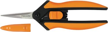 Садові ножиці Fiskars Microtip SP13, довжина 21,5 см, високоякісні сталеві леза/пластикова ручка, чорний/помаранчевий, суцільний, 1051600