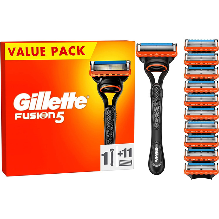 Леза для бритви Gillette Fusion 5 для бритв, 18 змінних лез для мокрих бритв чоловічі з 5-кратним лезом, Зроблено в Німеччині (бритва 11 лез)