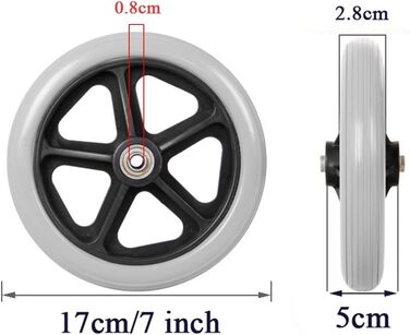 Дюймове переднє колесо, інвалідне крісло для інвалідів, аксесуари для допомоги при ходьбі, ненадувне протиковзке колесо/сірий/7 дюймів, 7-