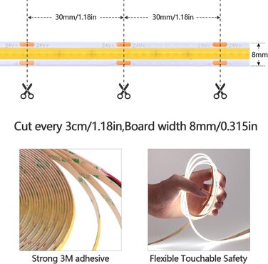 Світлодіодна стрічка 3000K Світлодіодна стрічка тепла біла 384 світлодіоди/м Самоклеюча світлодіодна стрічка CRI 93 Висока яскравість 6800 лм Неводонепроникна світлодіодна стрічка IP20 для внутрішнього оздоблення будинку (лише стрічка) (холодний білий, 15