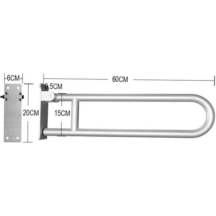 Поручні для людей з обмеженими можливостями, легка збірка, складні поручні для душу довжиною 23,6 дюйма, алюмінієвий сплав для ванної кімнати (YC1215A)