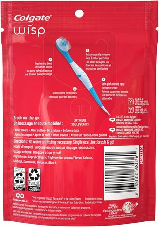 Портативна щітка Colgate Wisp Mini, Max Fresh, м'ята перцева, 2 упаковки (24 шт. в упаковці)