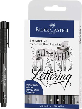 Чорнильна ручка Faber-Castell Pitt Artist Pen, ширина лінії S, колір 199, чорний в т.ч. 8 написів від руки