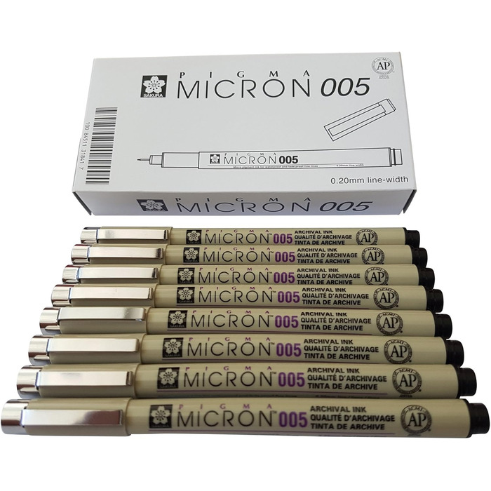 Пігментна підводка Sakura Pigma Micron, 8 шт. 005, 8 шт. Чорний