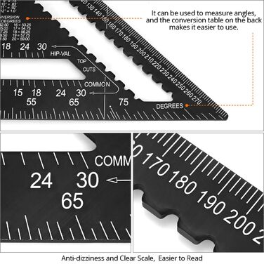 Косинець столярний 2 шт. , метричний кутник, алюмінієвий косинець для покрівлі 185 мм і 300 мм, великий транспортир, для столярів, теслярів, покрівельників