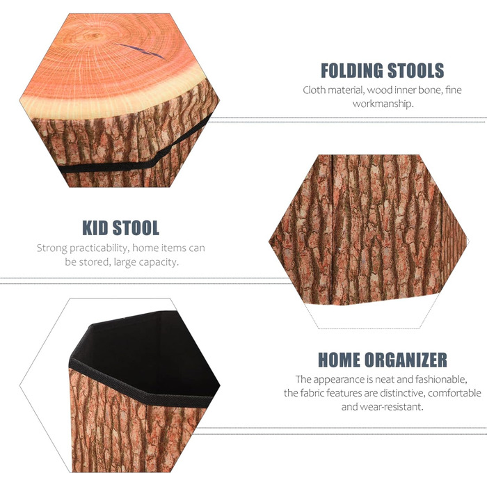 Пуфи для зберігання TOPBATHY Creative Tree Stump Коробка для одягу, Скрині, Складаний табурет з кришкою, Поролонова подушка, 30 х 30 х 30 см, Розбірна скриня для сидіння