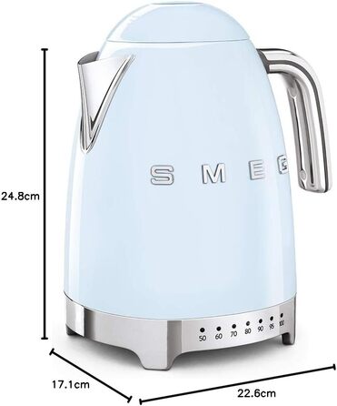 Чайник Smeg KLF04PBEU, 2400, 1,7 літра, Пастельно-блакитний одномісний