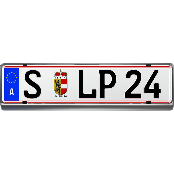 Тримач номерного знака з полірованої нержавіючої сталі - 100 нержавіюча сталь - також підходить для вигнутих бамперів - розміри 520 x 120 мм для Австрії, Данії, Словенії, Угорщини (хром), 2 шт.
