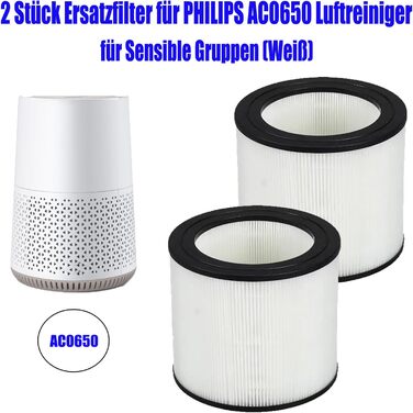 Змінний фільтр FY0611 для Philips Series 600 Фільтр HEPA FY0611/30, сумісний із очищувачем повітря PHILIPS AC0650 AC0650/10 2 шт.